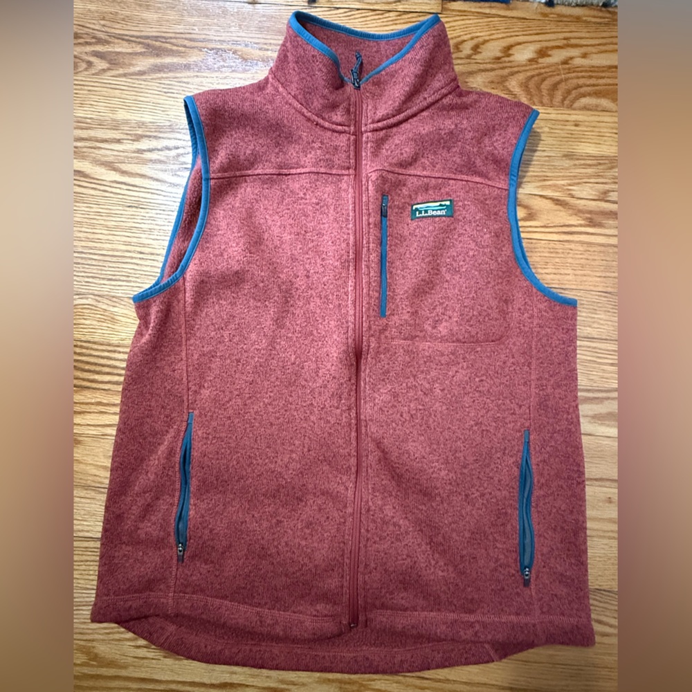 L.L. Bean Men's Red Zip-Up Sweater fleece Vest